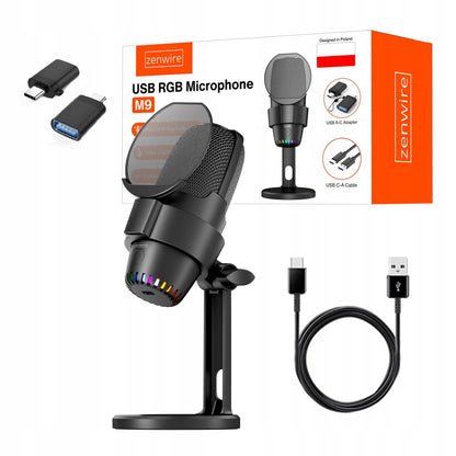 Microphone Condenser for Computer Studio Statyw Gamingowy USB-C USB 3.0 Zenwire M9