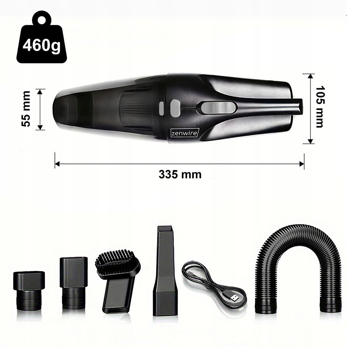 Mini handheld Wireless Car Handheld Vacuum with high-capacity battery in port USB-C