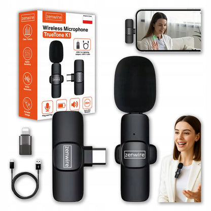 Mini Microphone Lavalier Bezprzewodowy Condenser Phone for Computer USB-C Zenwire TrueTone K1
