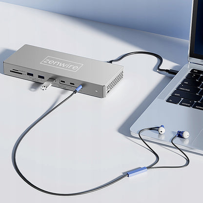 Docking Station Hub USB-C 16w1 2x HDMI 4K 60Hz Display Port 1.4 USB SD Jack Zenwire BS-HD1601