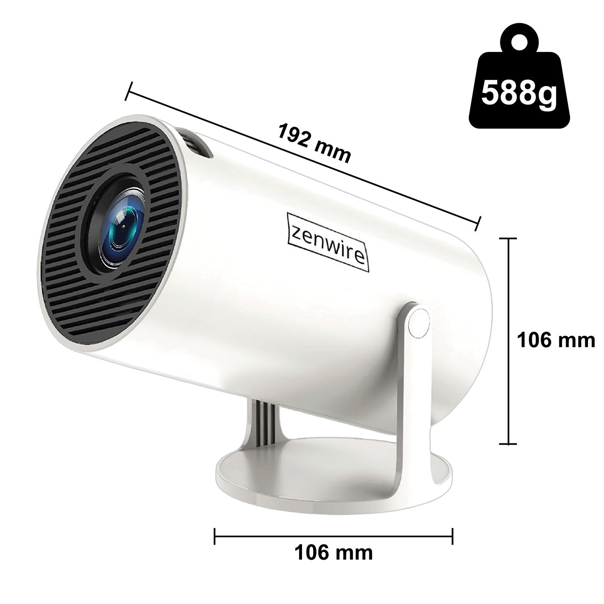 Portable Mini Projector ANDROID 13 WiFi Projector OBROTOWY FULL HD 4K Bluetooth Autokeystone 4D Zenwire R1 360