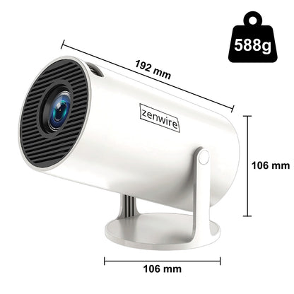 Portable Mini Projector ANDROID 13 WiFi Projector OBROTOWY FULL HD 4K Bluetooth Autokeystone 4D Zenwire R1 360