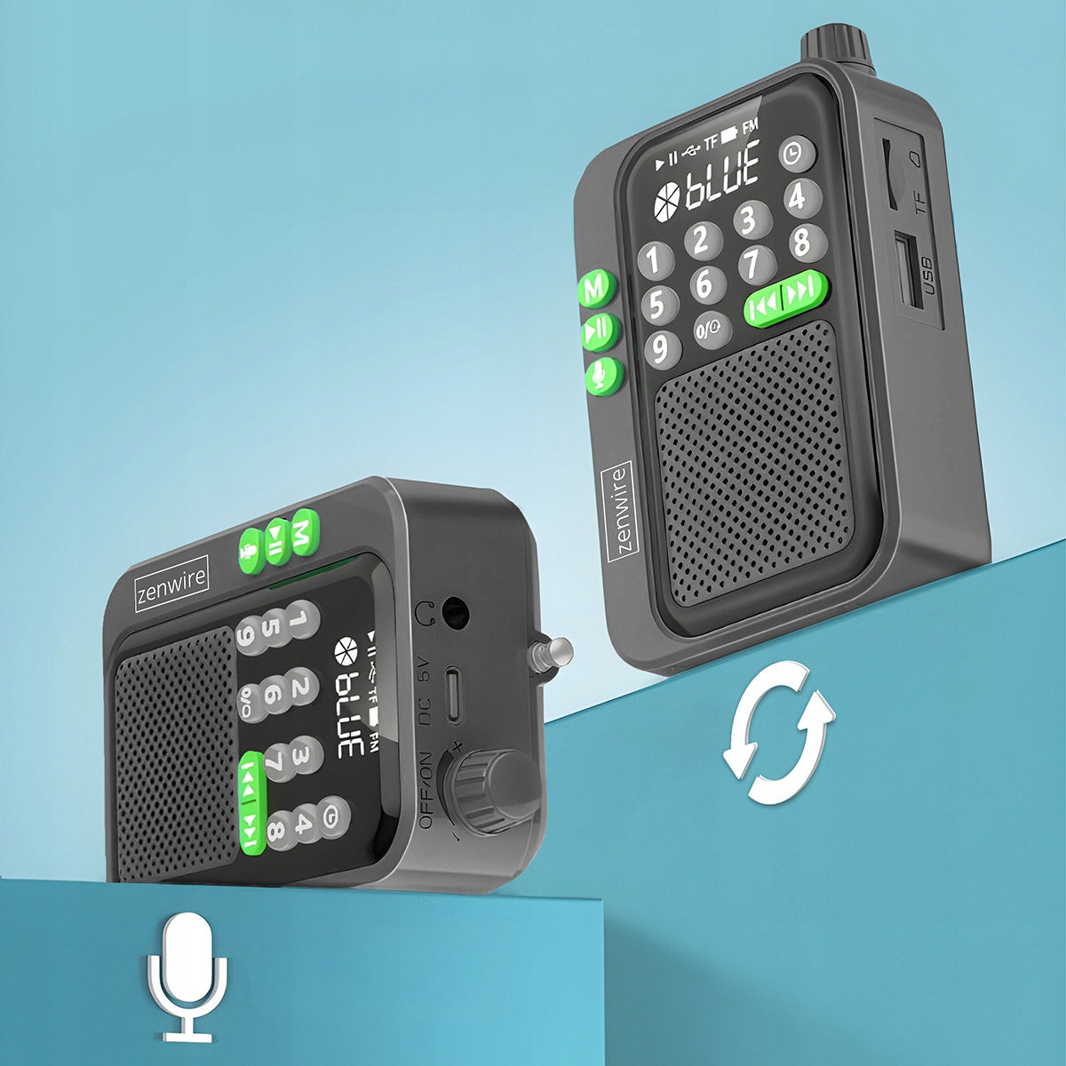 Mini FM Radio Kieszonkowe Bluetooth Przenośne Budowlane Kitchen Battery-Powered Zenwire Y1