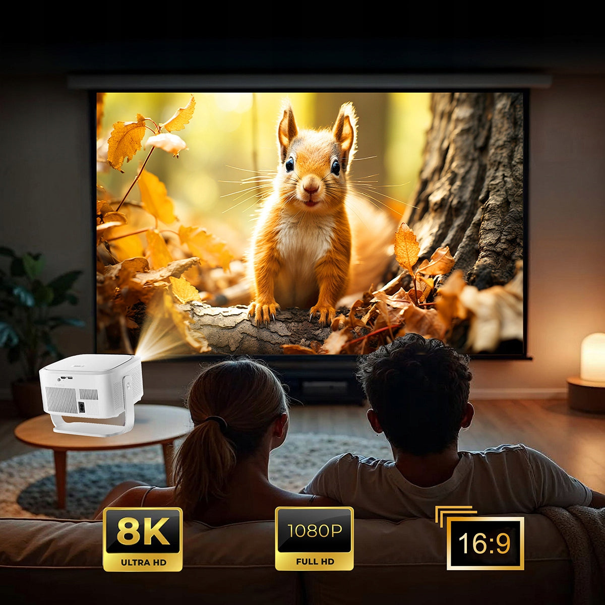 Mini Portable Projector Android 14 WiFi Full HD 4K 8K for Phone Zenwire PrimeView IMC460 Pro
