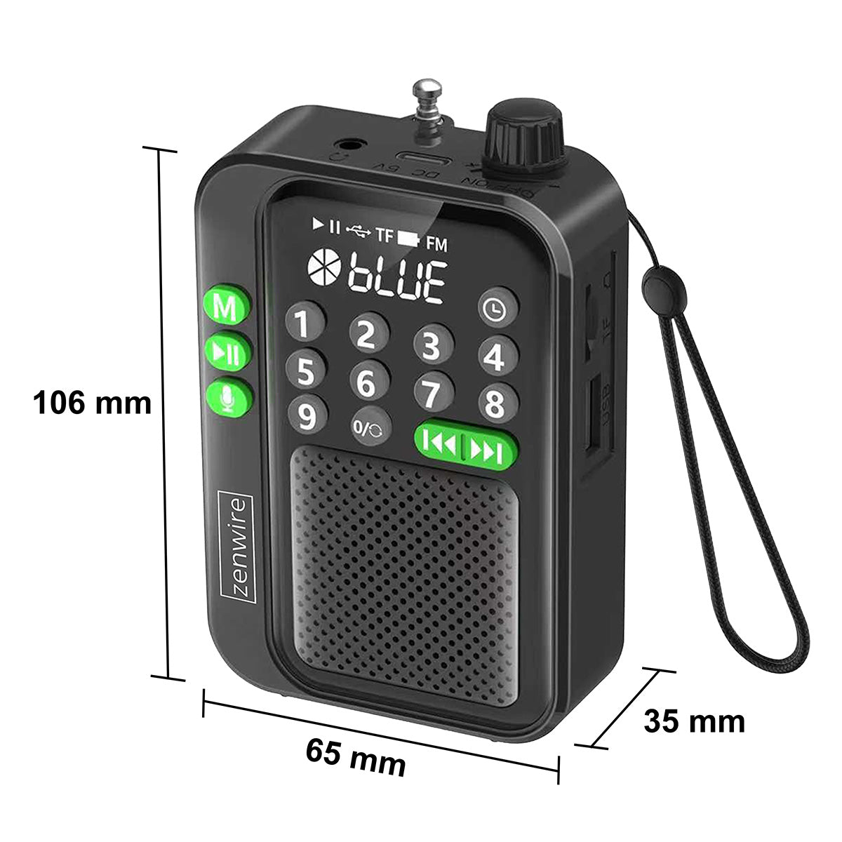Mini FM Radio Kieszonkowe Bluetooth Przenośne Budowlane Kitchen Battery-Powered Zenwire Y1