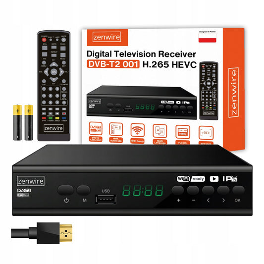 TV Tuner Decoder Satelitarny DVB-T2 HEVC H.265 Full HD Terrestrial TV USB enwire DVB-T2 Zenwire 001