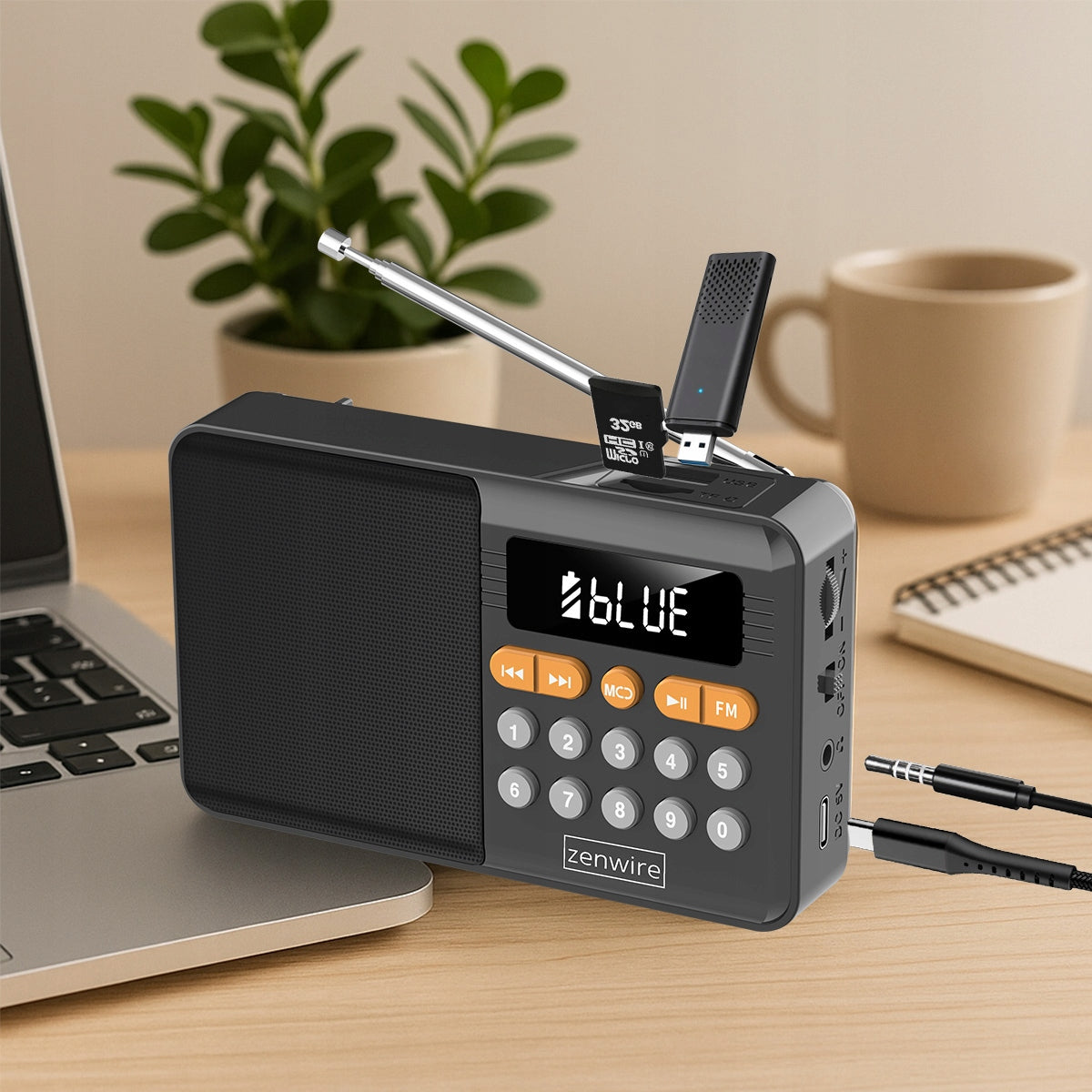Mini FM Radio Bluetooth Przenośne Battery-Powered Kitchen Speaker Bezprzewodowy Zenwire YSF-005BT