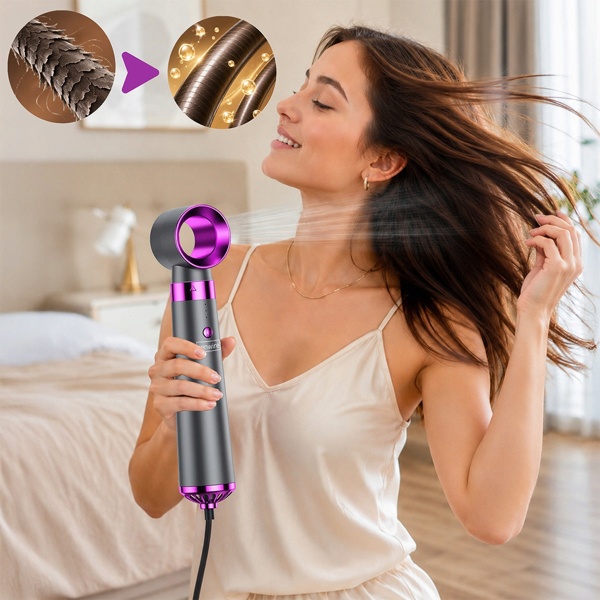 5-v-1 dryer in likalnik for lase with Ionic in brush for straightening hair - powerful set ZENWIRE KS-Q7