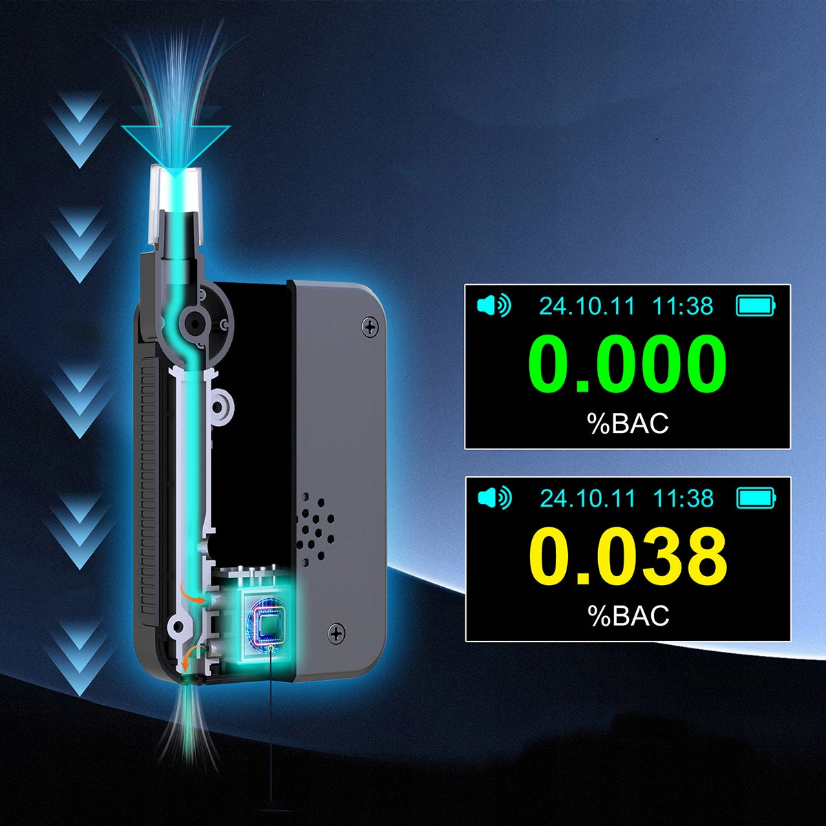 Policijski Breathalyzer AI Breathless Professional 6x mouthpieces