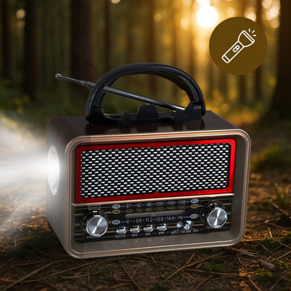 Radio Retro FM Solar Bluetooth Przenośne Battery-Powered Kitchen Antenna USB-C Zenwire BT-S060