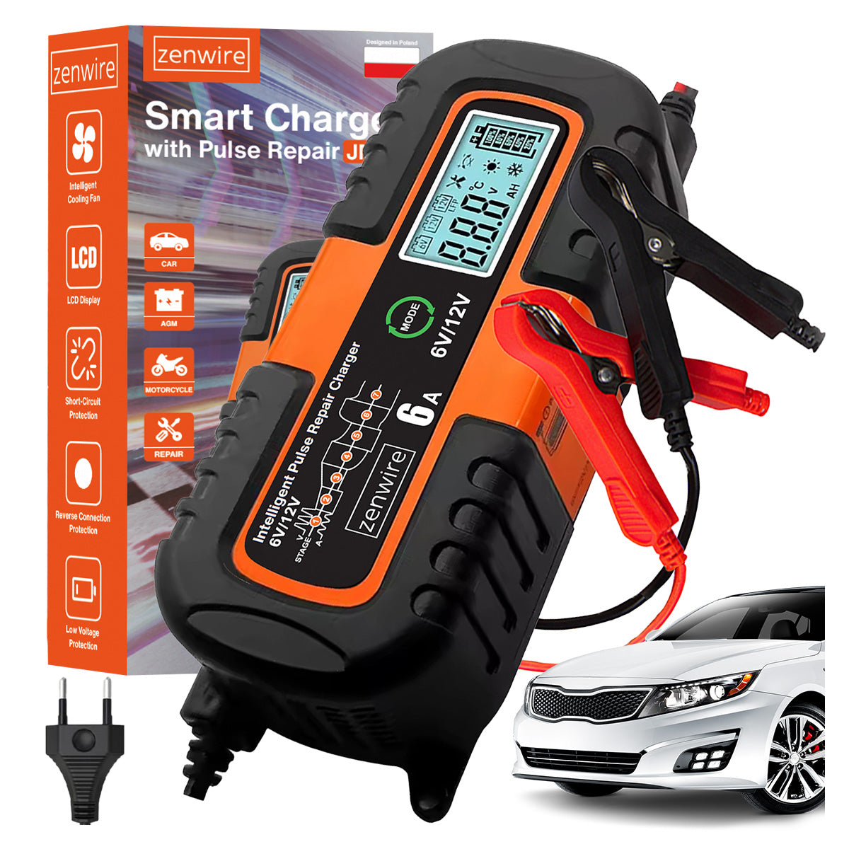 Charger Battery Charger Battery Car with Repair Mode AGM 6V 12V Zenwire JMD-6S