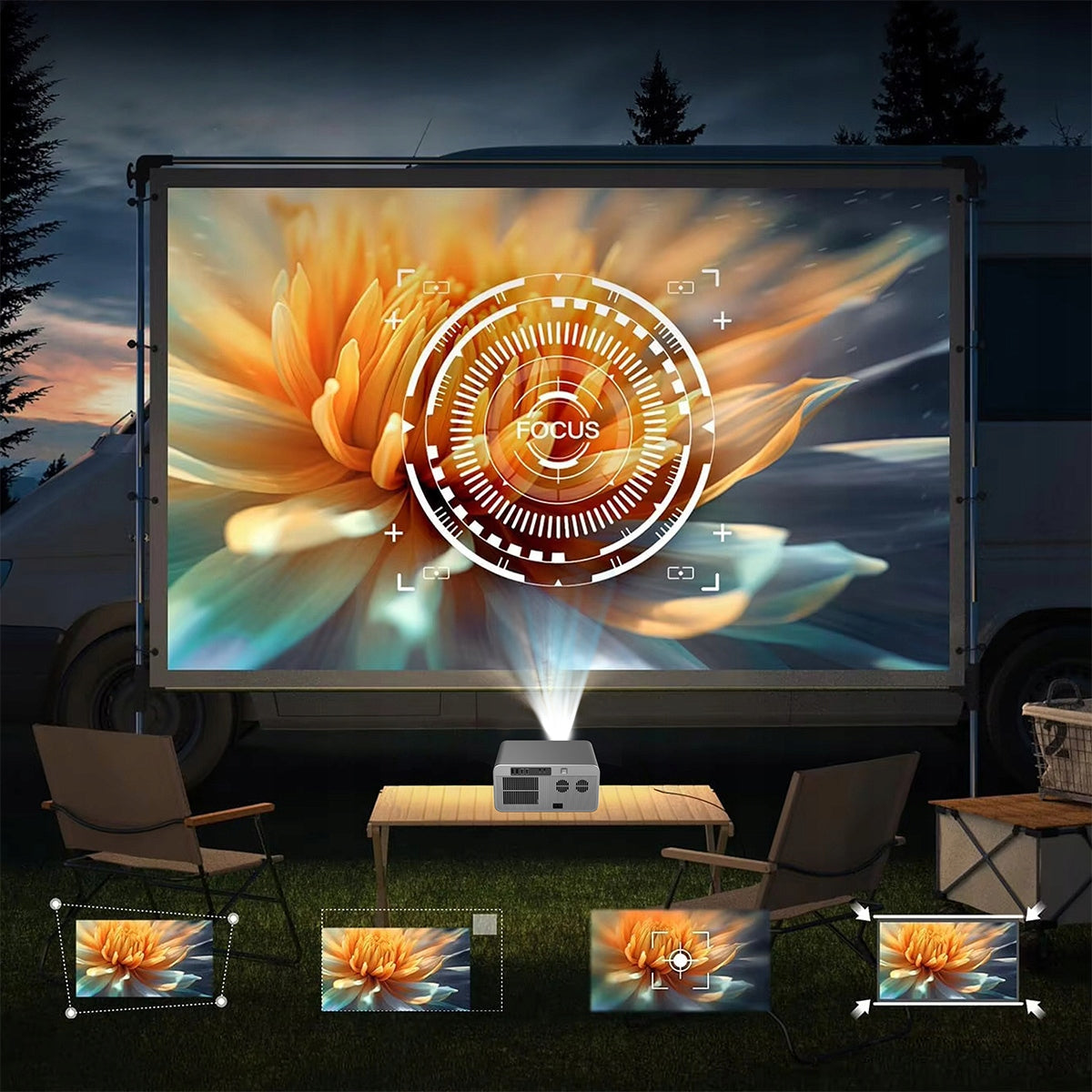 Portable smart Projector Zenwire PrimeView G60, Full HD 1080p, support 4K, 1300 ANSI, Android/Google TV 14, Wi‑Fi 6, Bluetooth 5.2, AutoFocus in 4D Auto Keystone