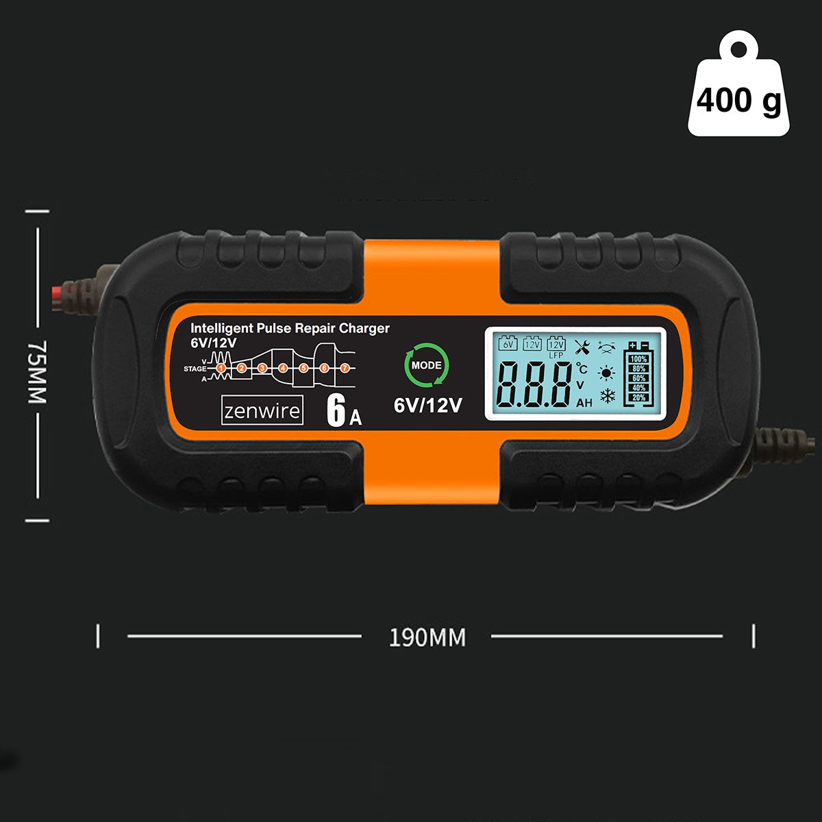 Charger Battery Charger Battery Car with Repair Mode AGM 6V 12V Zenwire JMD-6S