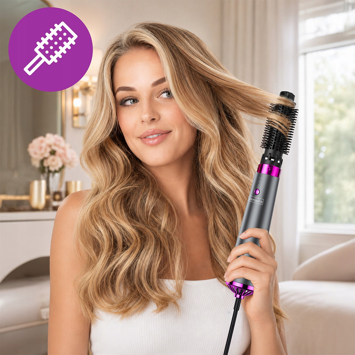 5-v-1 dryer in likalnik for lase with Ionic in brush for straightening hair - powerful set ZENWIRE KS-Q7