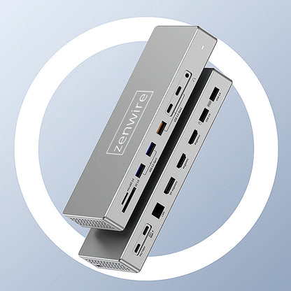 Docking Station Hub USB-C 16w1 2x HDMI 4K 60Hz Display Port 1.4 USB SD Jack Zenwire BS-HD1601