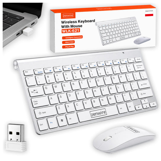 Keyboard IN Mouse Wireless USB Mini SLIM Set for Portable for Computer TV PC