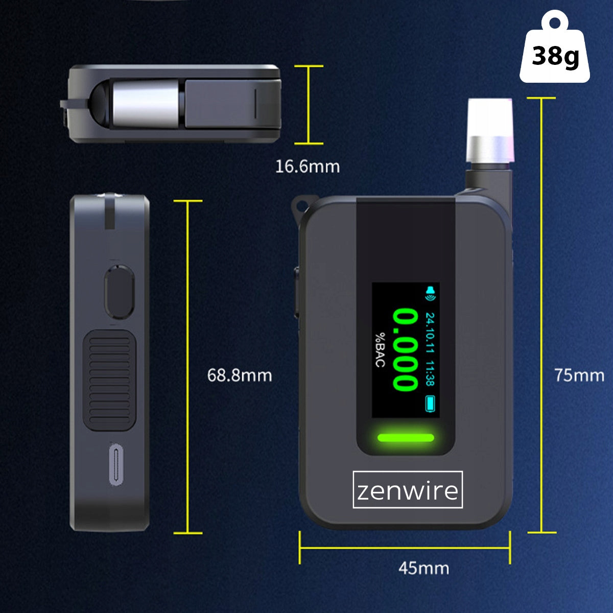 Policijski Breathalyzer AI Breathless Professional 6x mouthpieces