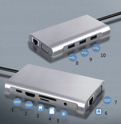 HUB USB-C 11w1 Adapter HDMI 4K VGA Jack SD Gigabit Ethernet RJ45 USB 3.0 for MacBook M1 M2 M3