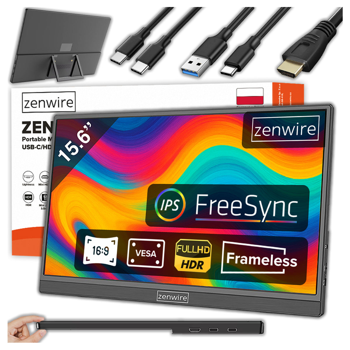 M9P USB-C Full HD 1920x1080 IPS HDR HDMI Portable monitor for Portable for Computer 15,6 palca