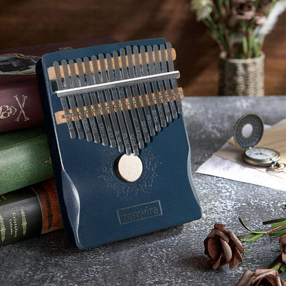 Kalimba African Thumb Piano Instrument Afrykański Pianino Zanza Mbira 17-Key Blue K-02B