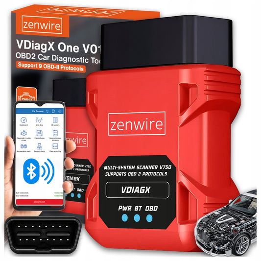 Bluetooth diagnostic interface OBD2 ELM327, scanner errors in Live Data for Android/iOS/Windows zenwire VDiagX V016
