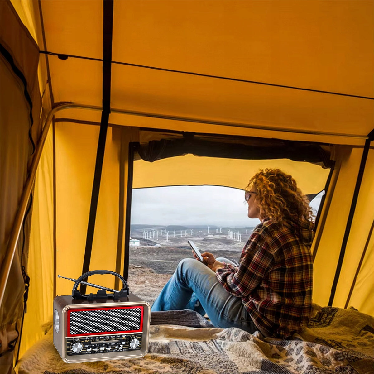 Radio Retro FM Solar Bluetooth Przenośne Battery-Powered Kitchen Antenna USB-C Zenwire BT-S060