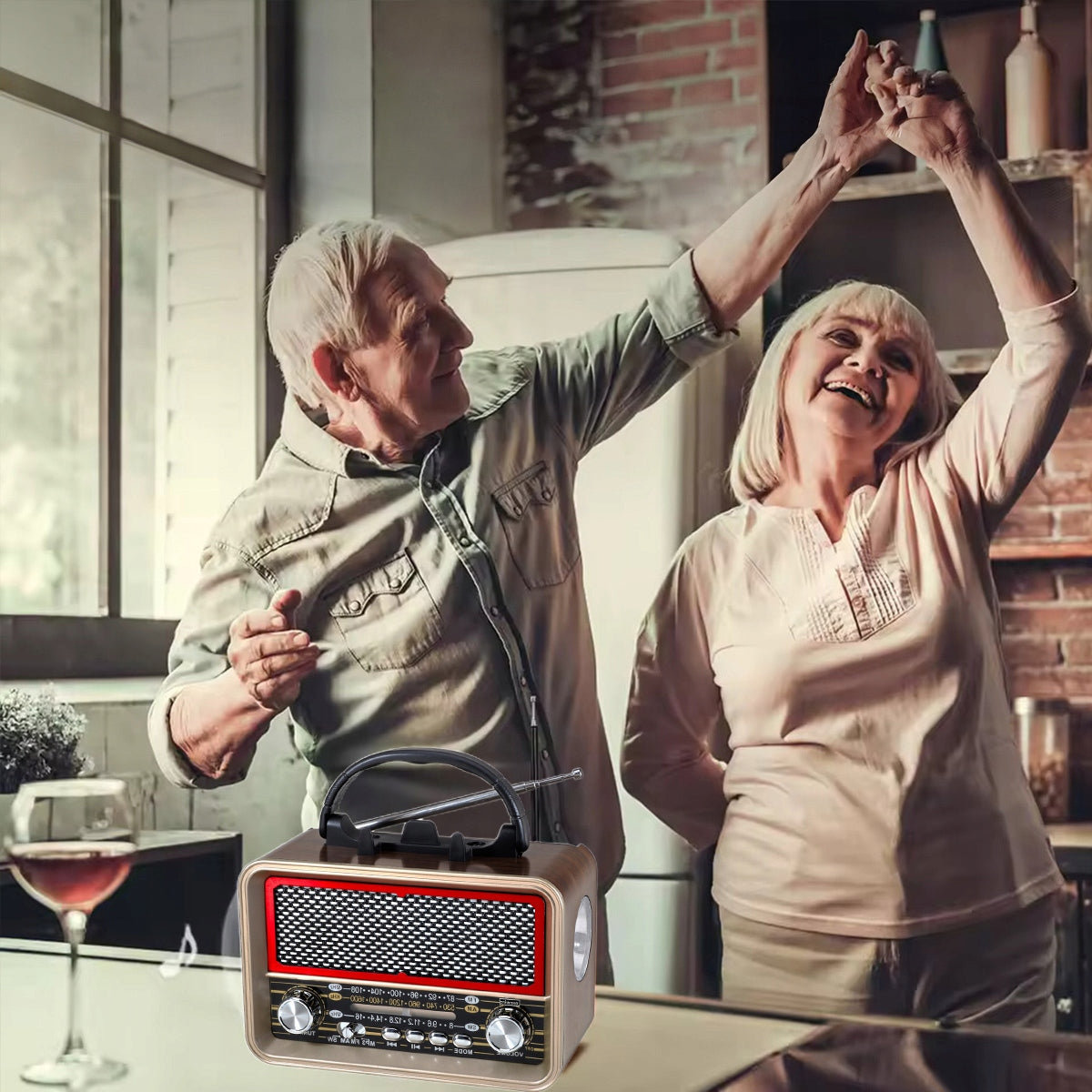 Radio Retro FM Solar Bluetooth Przenośne Battery-Powered Kitchen Antenna USB-C Zenwire BT-S060