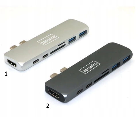 7-v-1 Adapter USB-C, HDMI 4K, SD, Thunderbolt 3.0, USB 3.0 for MacBook Pro, Air, M1, M2, M3 - Zenwire BYL-2011N