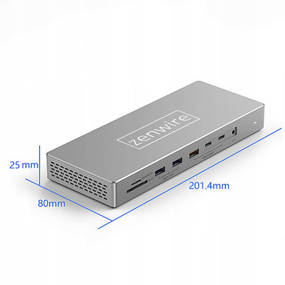 Docking Station Hub USB-C 16w1 2x HDMI 4K 60Hz Display Port 1.4 USB SD Jack Zenwire BS-HD1601
