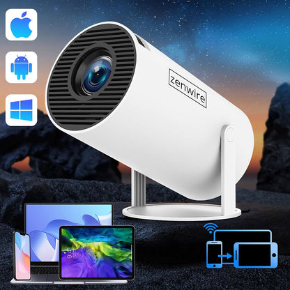 Portable Mini Projector ANDROID 13 WiFi Projector OBROTOWY FULL HD 4K Bluetooth Autokeystone 4D Zenwire R1 360