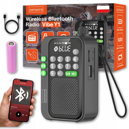 Mini FM Radio Kieszonkowe Bluetooth Przenośne Budowlane Kitchen Battery-Powered Zenwire Y1