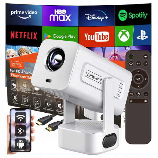 Mini Projector Portable Projector Android 13 WiFi 360 Full HD 4K for Phone Zenwire IMC360