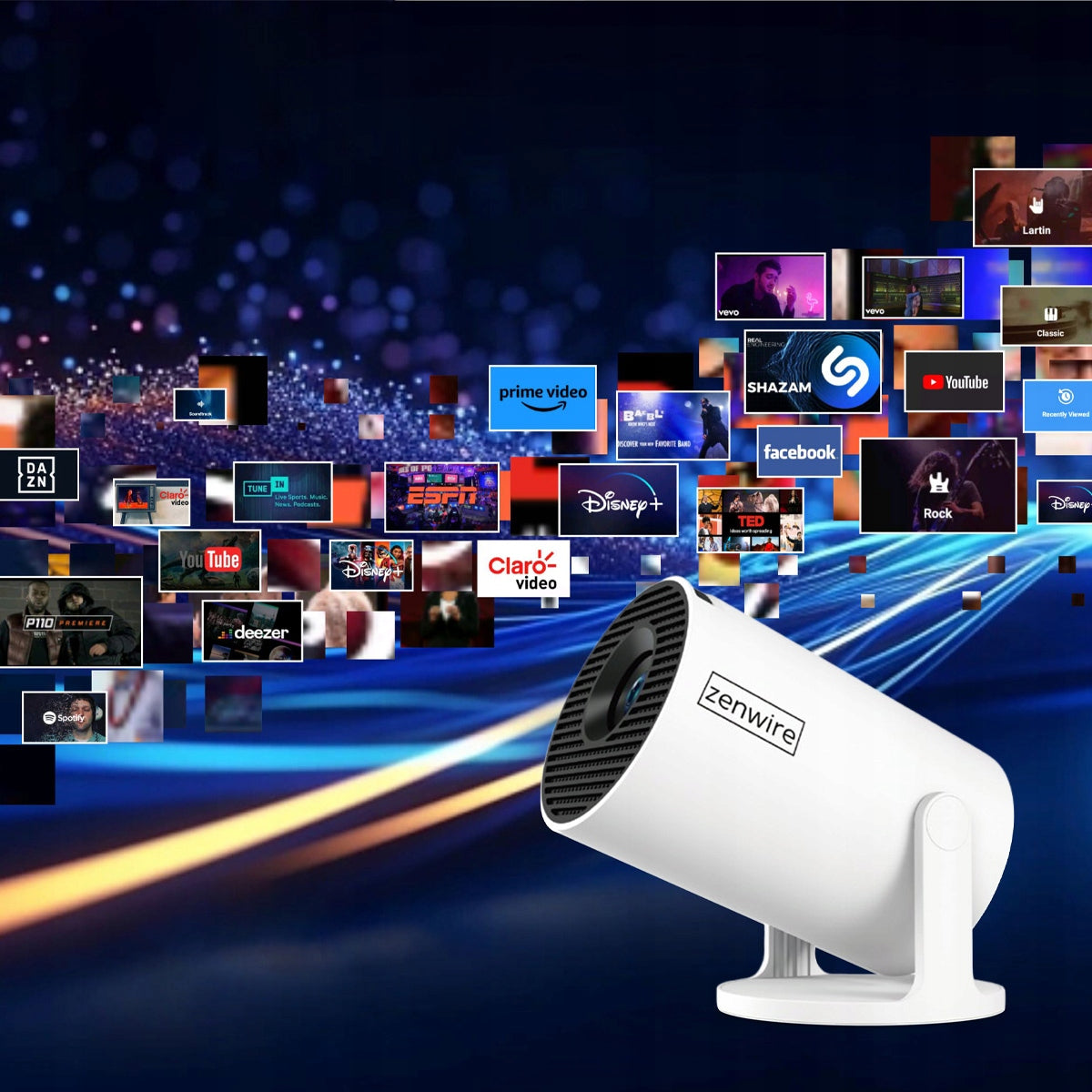 Portable Mini Projector Android TV Wifi 6 Projector 360 Full HD 4K Bluetooth Zenwire HY300 Pro 360