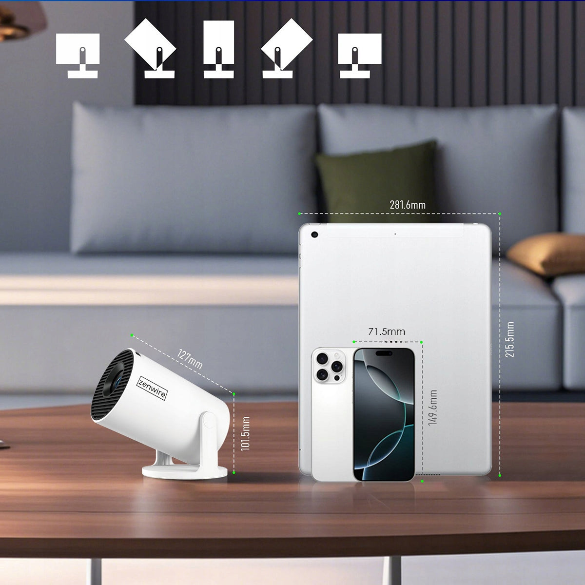 Portable Mini Projector Android TV Wifi 6 Projector 360 Full HD 4K Bluetooth Zenwire HY300 Pro 360