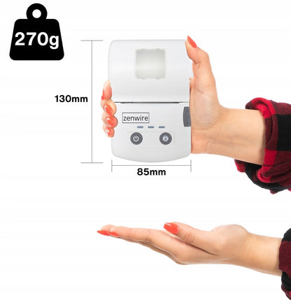 Mini Printer Labels Portable Thermal Bluetooth USB-C with built-in 1500 mAh battery Zenwire TP-210