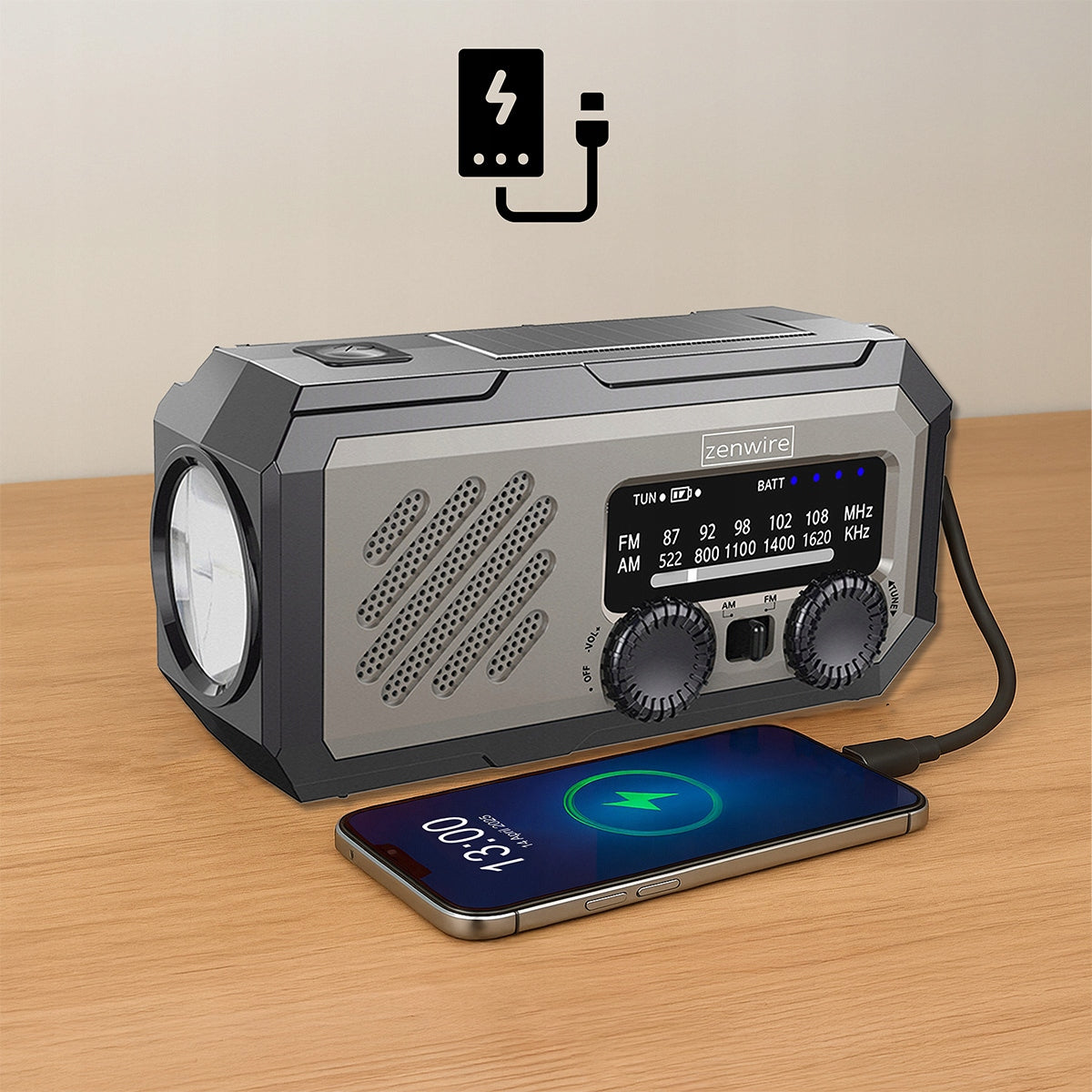 Mini Radio Przenośne Solar Awaryjne Budowlane na Korbkę Baterie Powerbank Zenwire Vibe Y2