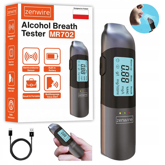 Breathalyzer Policyjny Bezustnikowy Professional Bez Ustnika Akumulator USB-C Zenwire MR702
