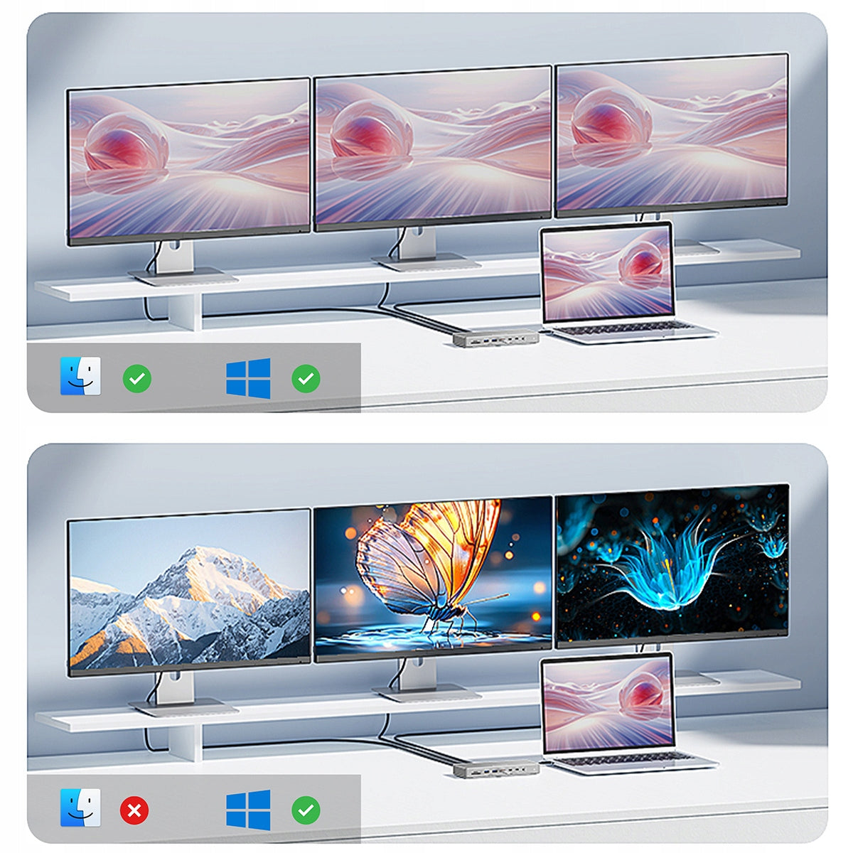 Docking Station Hub USB-C 16w1 2x HDMI 4K 60Hz Display Port 1.4 USB SD Jack Zenwire BS-HD1601