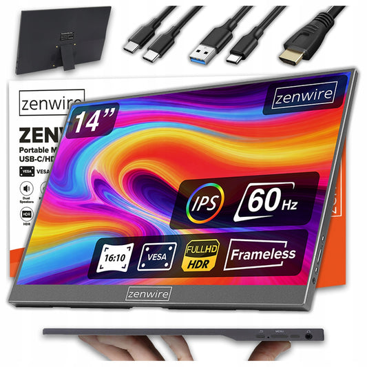 monitor Portable for Laptopa USB-C IPS Full HD 1920x1200 HDR HDMI 14 cali Zenwire AMG14