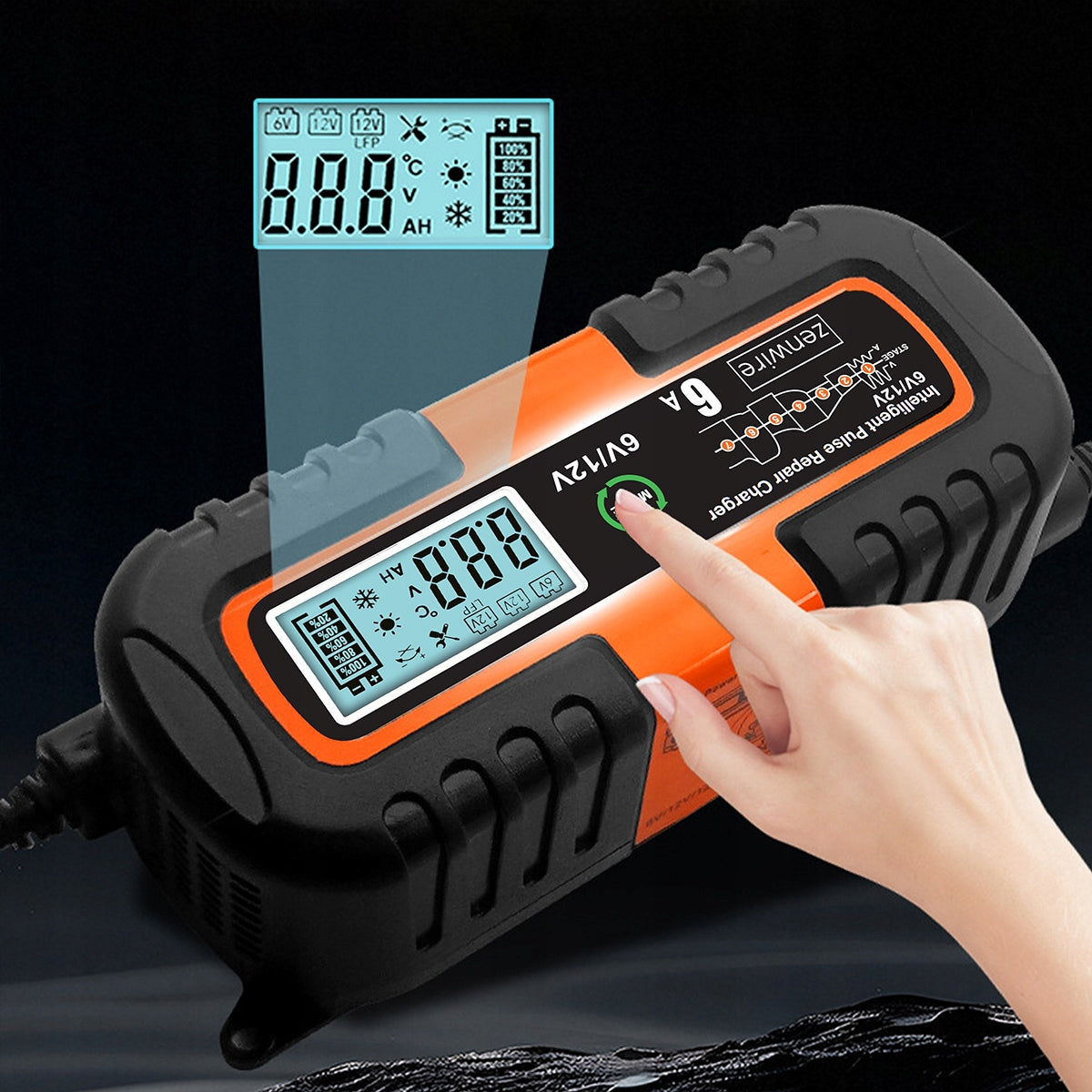 Charger Battery Charger Battery Car with Repair Mode AGM 6V 12V Zenwire JMD-6S