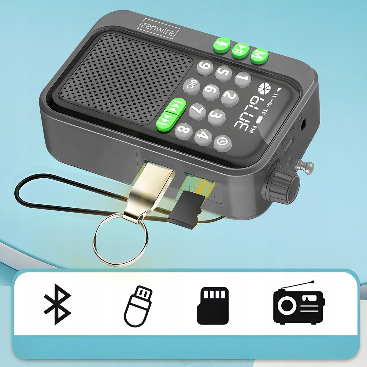 Mini FM Radio Kieszonkowe Bluetooth Przenośne Budowlane Kitchen Battery-Powered Zenwire Y1