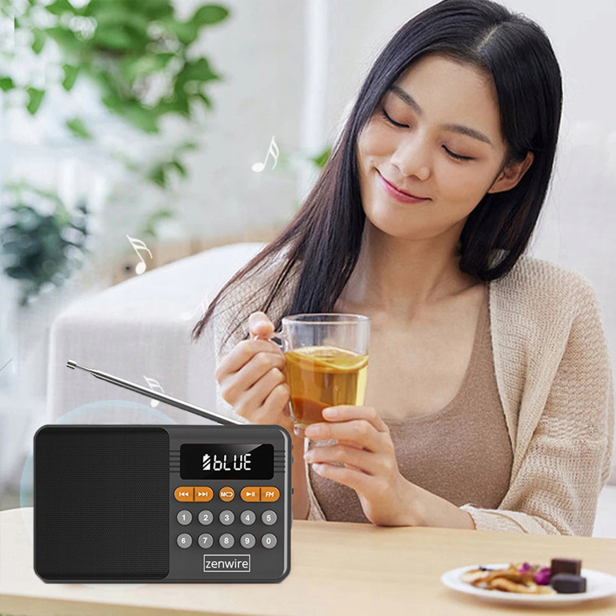Mini FM Radio Bluetooth Przenośne Battery-Powered Kitchen Speaker Bezprzewodowy Zenwire YSF-005BT