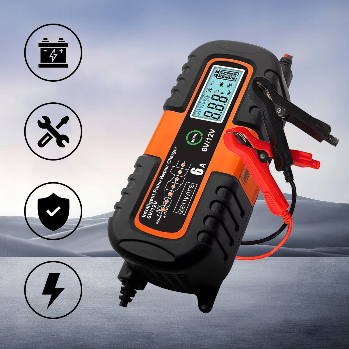 Charger Battery Charger Battery Car with Repair Mode AGM 6V 12V Zenwire JMD-6S