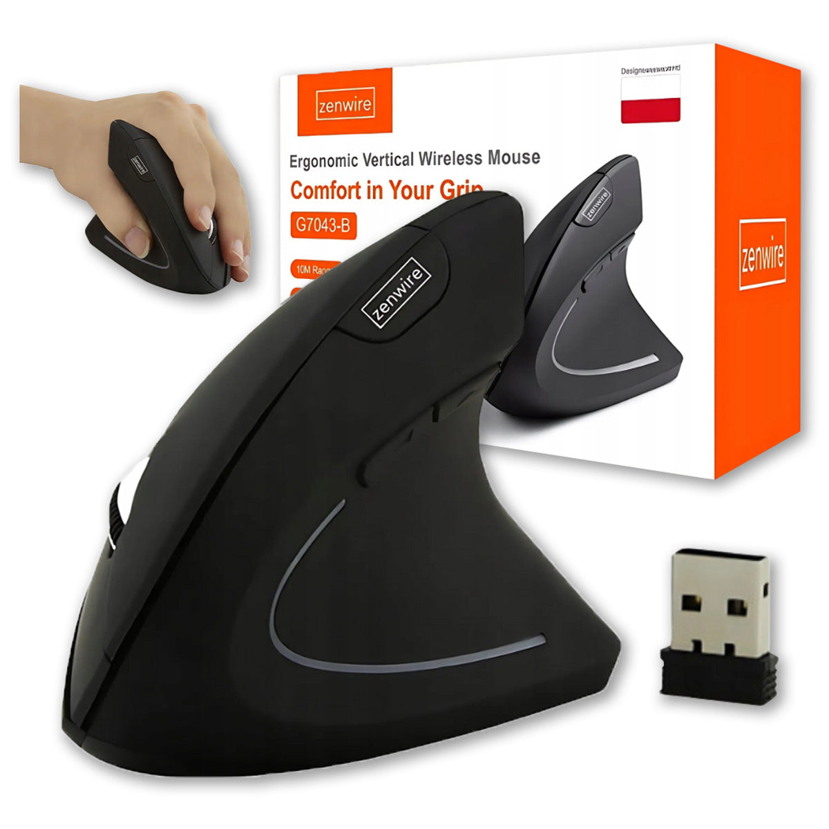 Mouse Vertical Vertical Mouse Wireless Ergonomic Zenwire G7043-B